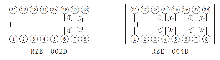 RZE-D係列中間繼電器內部接線圖