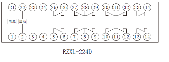 RZXL-D係列小電流啟動中間繼電器內部接線（xiàn）圖（tú）