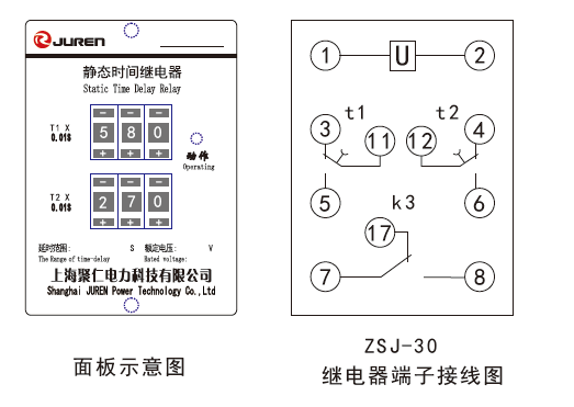 ZSJ-3係列（liè）時（shí）間繼電器內部接線圖