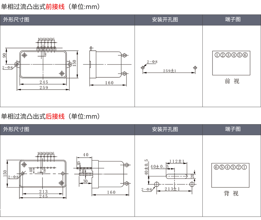 JSL-14凸出式固定安裝結（jié）構（gòu）外形尺寸