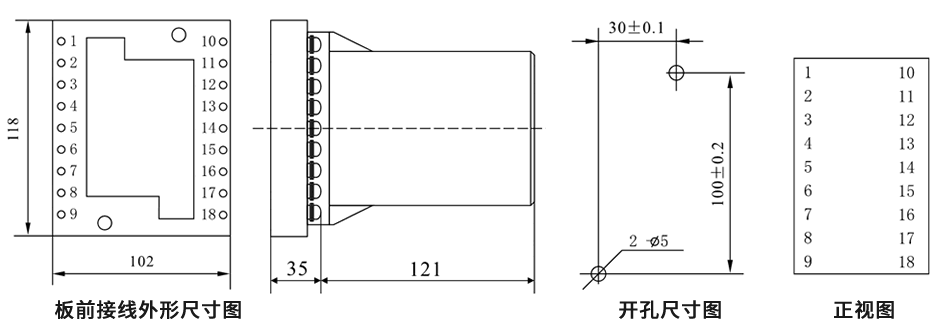 DZB-12B板前接線安（ān）裝尺寸圖