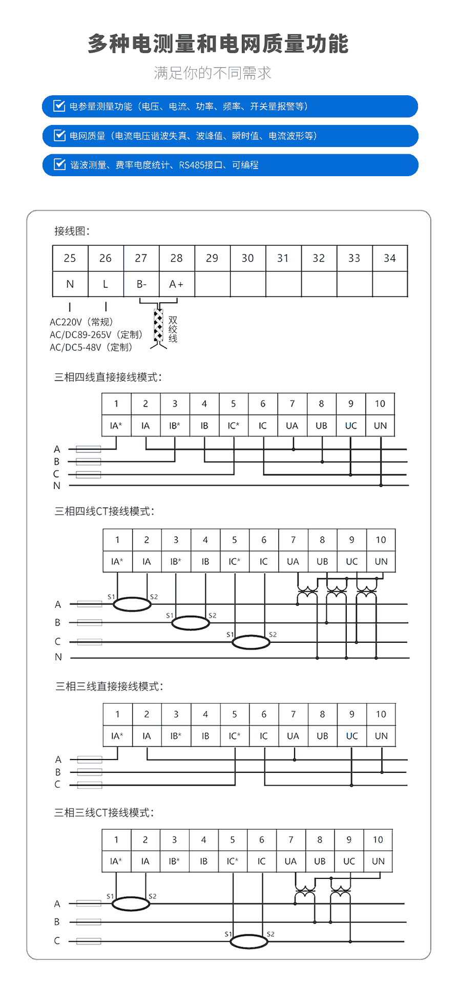 電網質量分析儀接線方式